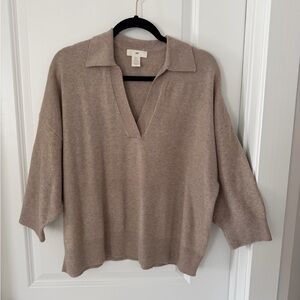 H&M Women's V-Neck Sweater in Tan